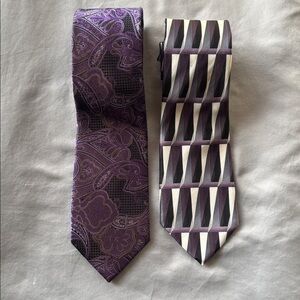 Men’s Tie Lot (2) – Purple Paisley & Geometric Pattern Necktie
